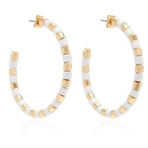 Roxanne Assoulin Full Moon Gold-Tone and Enamel Hoop Earrings like new.